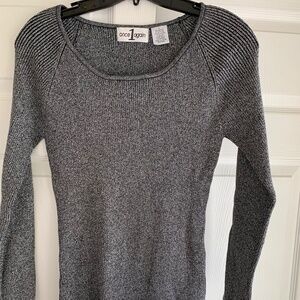 Silver Lame’ Jewel Neck Sweater